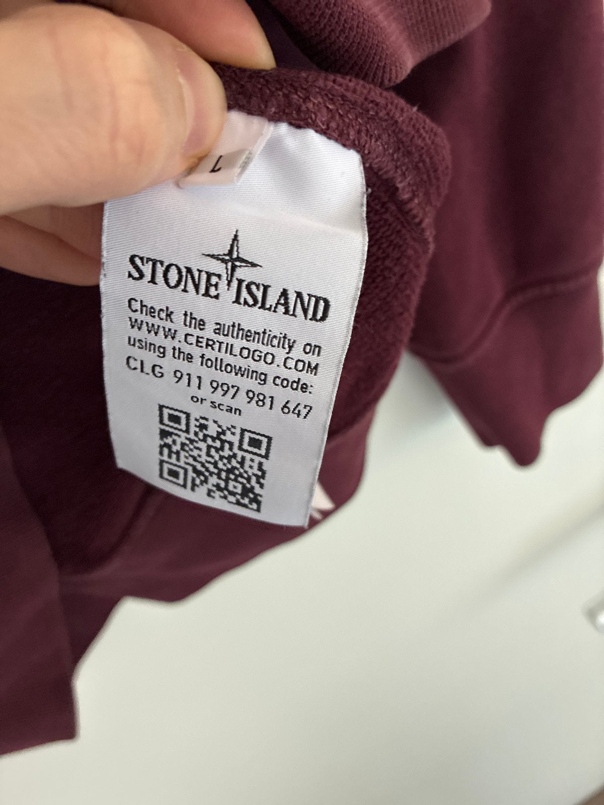 Stone Island trui maat L - Bordeauxrood, Ophalen, Zo goed als nieuw, Maat 52/54 (L), Rood