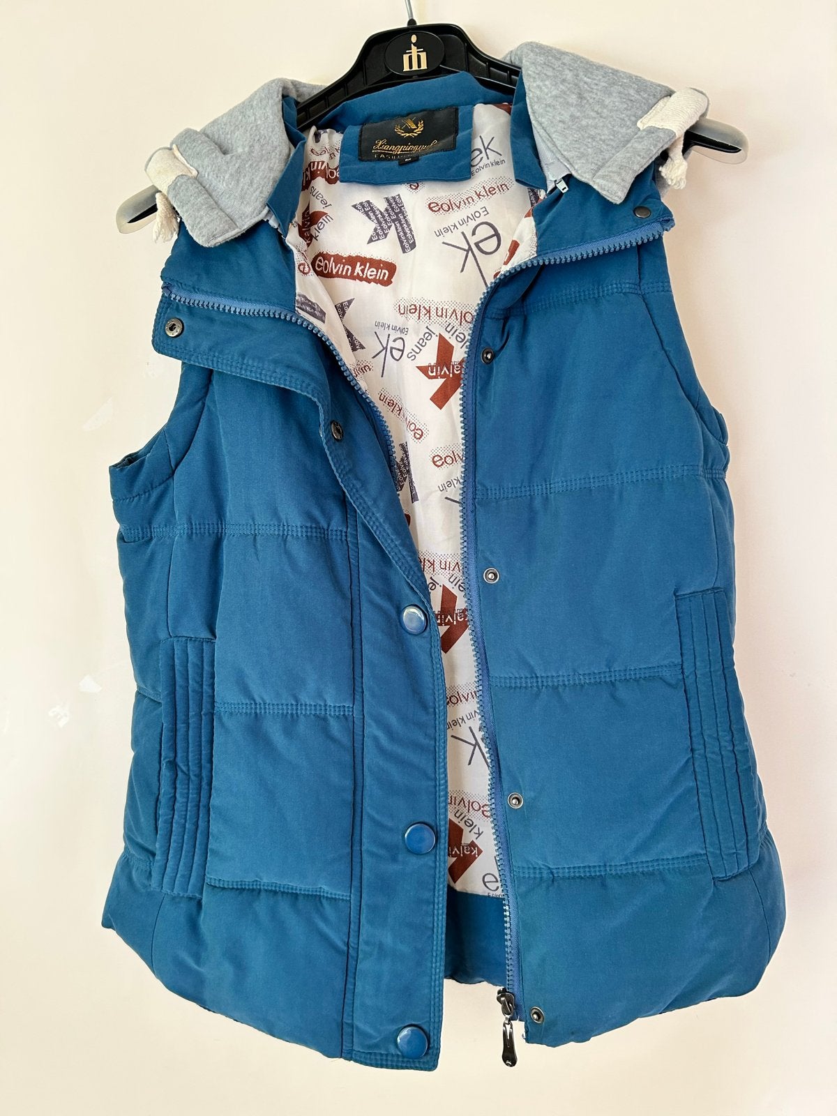 Puffer vest padded gilet capuchon maat M bodywarmer hoodie, Ophalen of Verzenden, Zo goed als nieuw, Maat 38/40 (M), Blauw