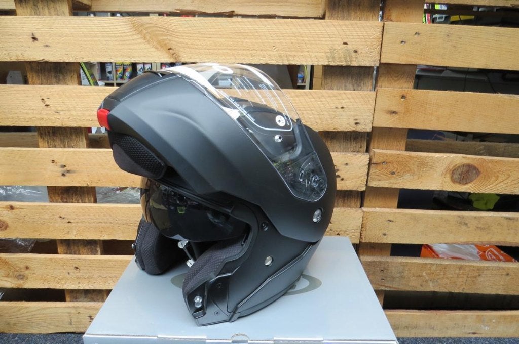 Nieuwe systeemhelm met zonnevizier maat S va 159,95 voor 125, Motoren, Veghel, Systeemhelm, Dames, HJC