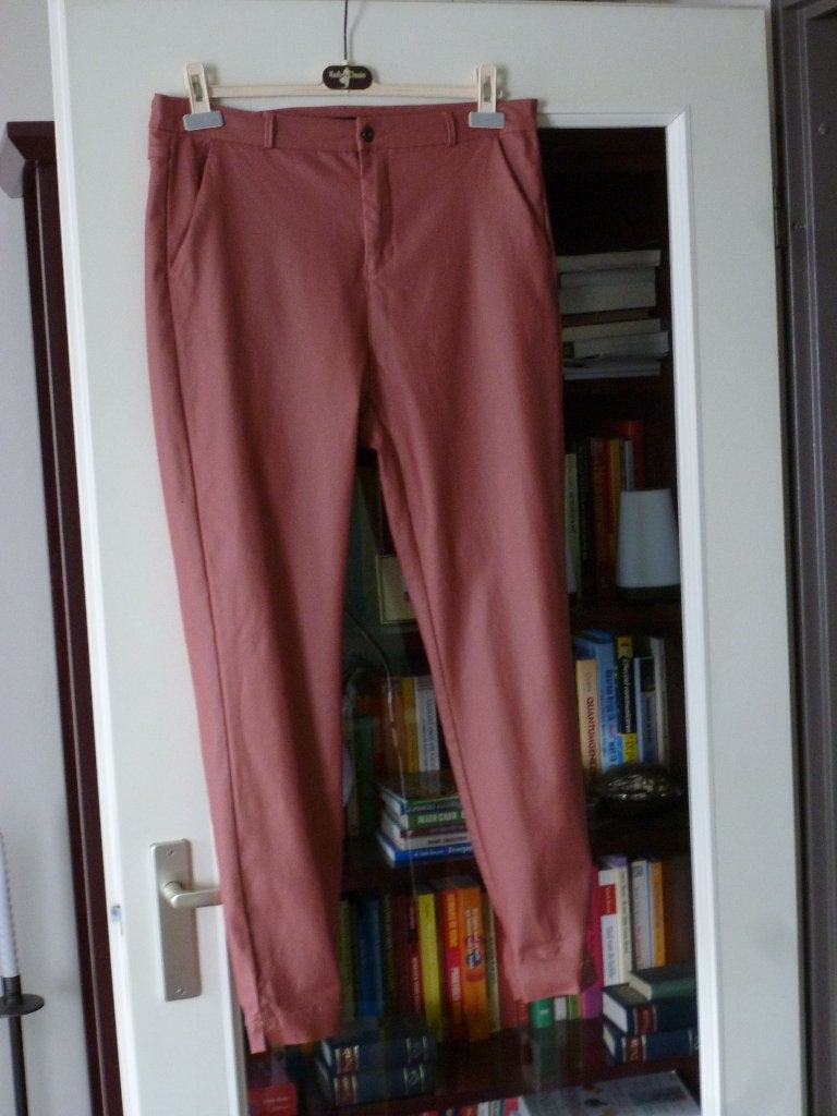 norah IMITATIE LEER broek koraal roze 42 -GRATIS zend, Verzenden, Maat 42/44 (L), Zo goed als nieuw, Roze