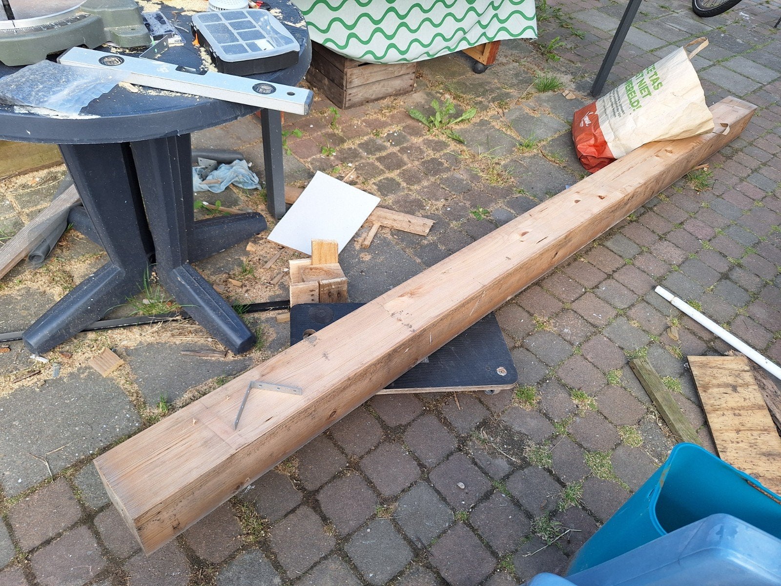 4 roodhout balken 14 *14* 300 nieuw, Doe-het-zelf en Verbouw, Hout en Planken, Ophalen, Nieuw, Balk, Vuren