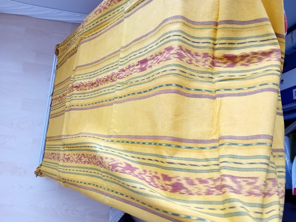 Nieuw - Ikat stof uit Lombok Indonesië, 120 cm of meer, Geel, Nieuw, Ophalen of Verzenden