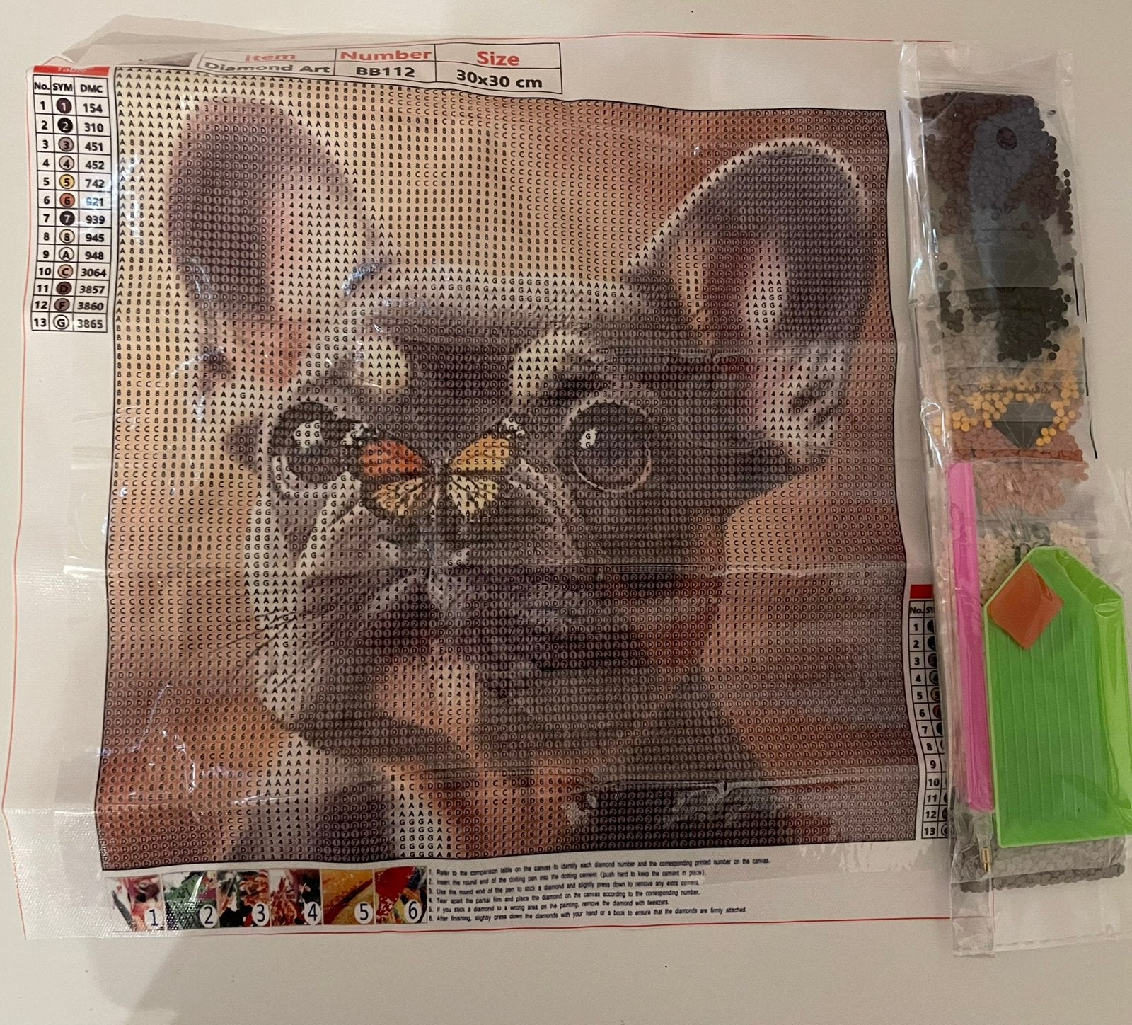 Diamond Painting Franse Bulldog grijs 30x30 rond Nieuw, Hobby en Vrije tijd, Ophalen of Verzenden, Nieuw, Knutselwerk