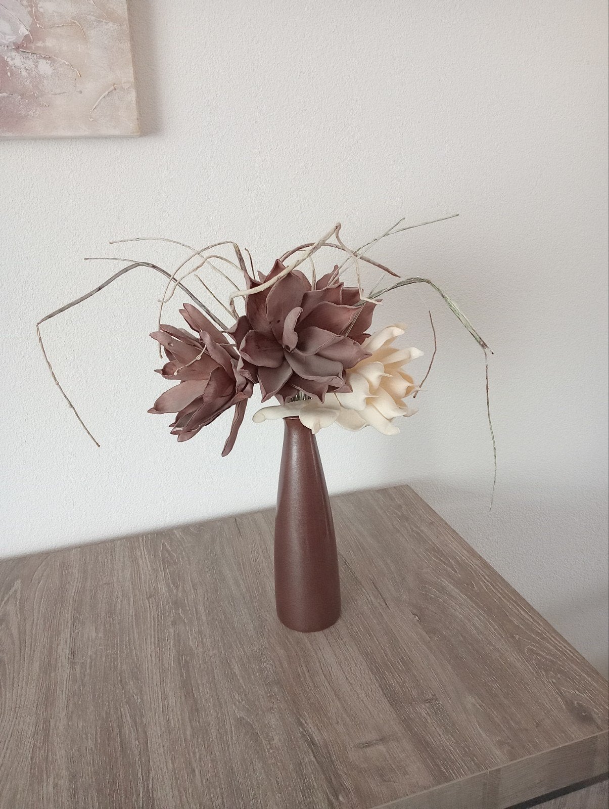 Vaas met droog bloemen, Ophalen