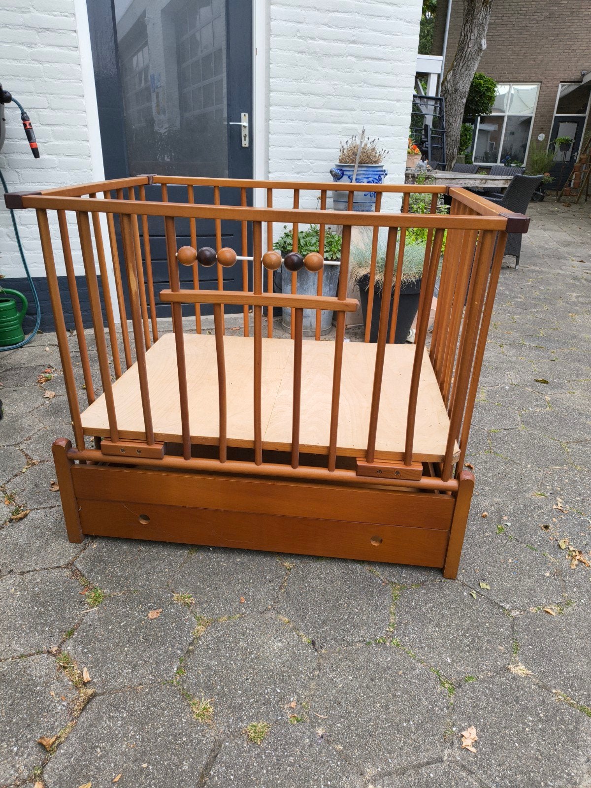 Houten box met lade (inklapbaar!), Ophalen, Gebruikt, Vierkant, In hoogte verstelbaar