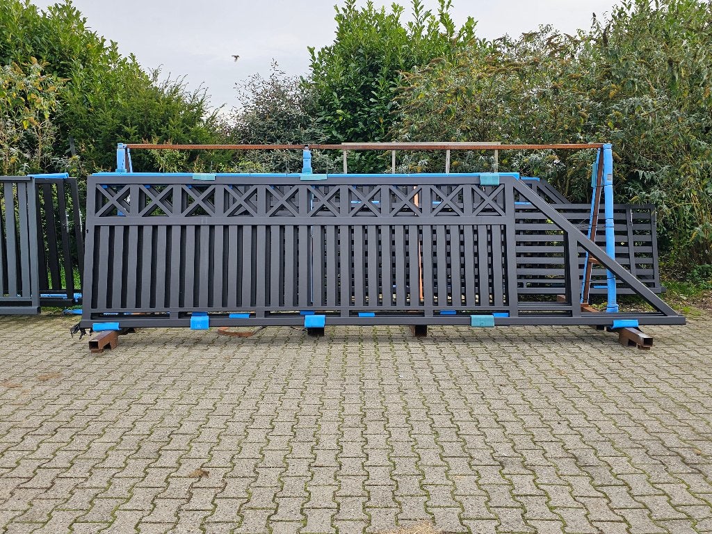 Woodlook schuifpoort in 2 afmetingen: 4 en 5 meter doorgang., Tuin en Terras, Tuinhekken en Hekwerk, Met poort, Nieuw, IJzer, Spijlenhekwerk
