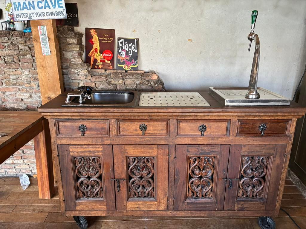 Mobiele bar met Biertap en spoelbak, Ophalen, Gebruikt