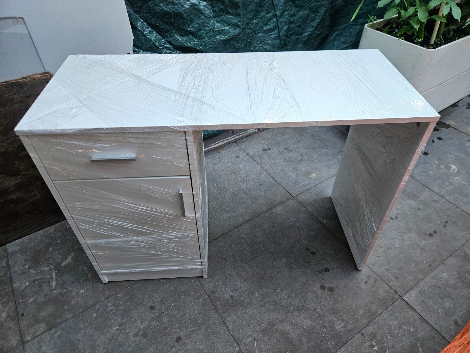 Wit Bureau en bureaustoel L100xB40xH73cm, Ophalen, Gebruikt, 40 cm, 100 cm