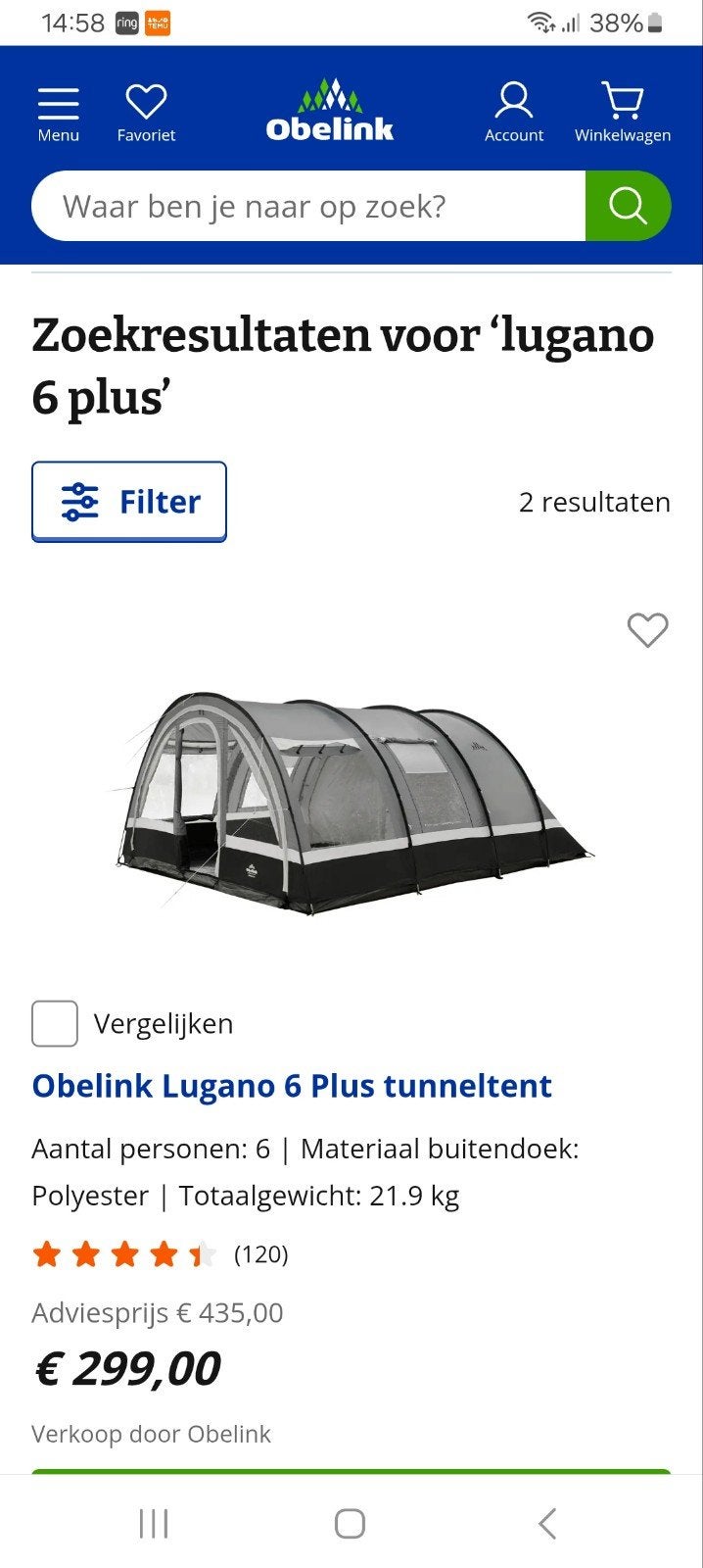 6 persoons tunneltent, Ophalen, Zo goed als nieuw, Tot en met 6