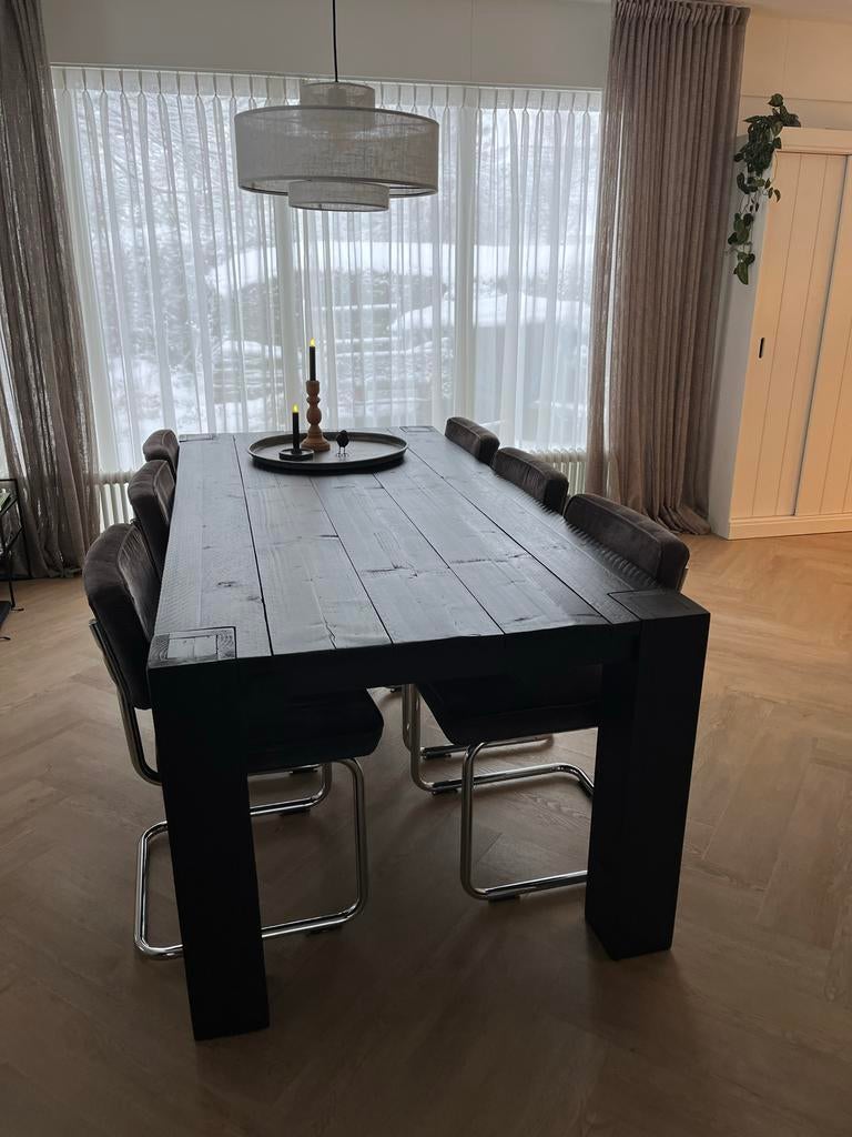 Steigerhouten eettafel 210x98x76, Ophalen, Gebruikt, 100 tot 150 cm, 200 cm of meer