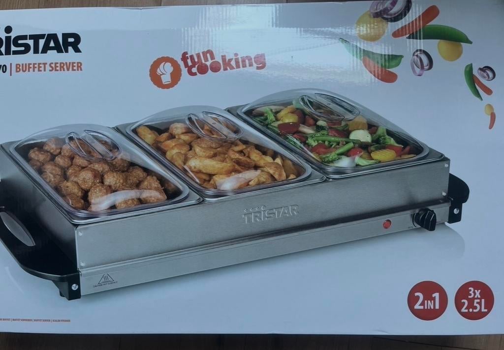 Tristar Buffet Server - Warmhoudplaat met 3 schalen, Ophalen, Zo goed als nieuw