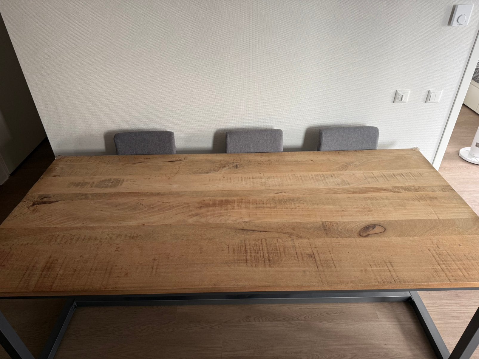 Dining table Logan 220x100 cm – wood top with metal base, Ophalen, Gebruikt, 200 cm of meer, 50 tot 100 cm