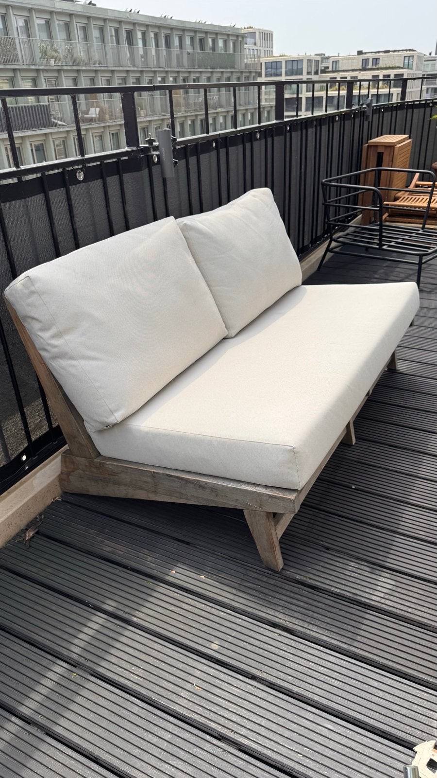 Tikamoon Olia Teakhouten Tuinbank met Kussens, Tuin en Terras, Ophalen of Verzenden, Gebruikt, Teakhout