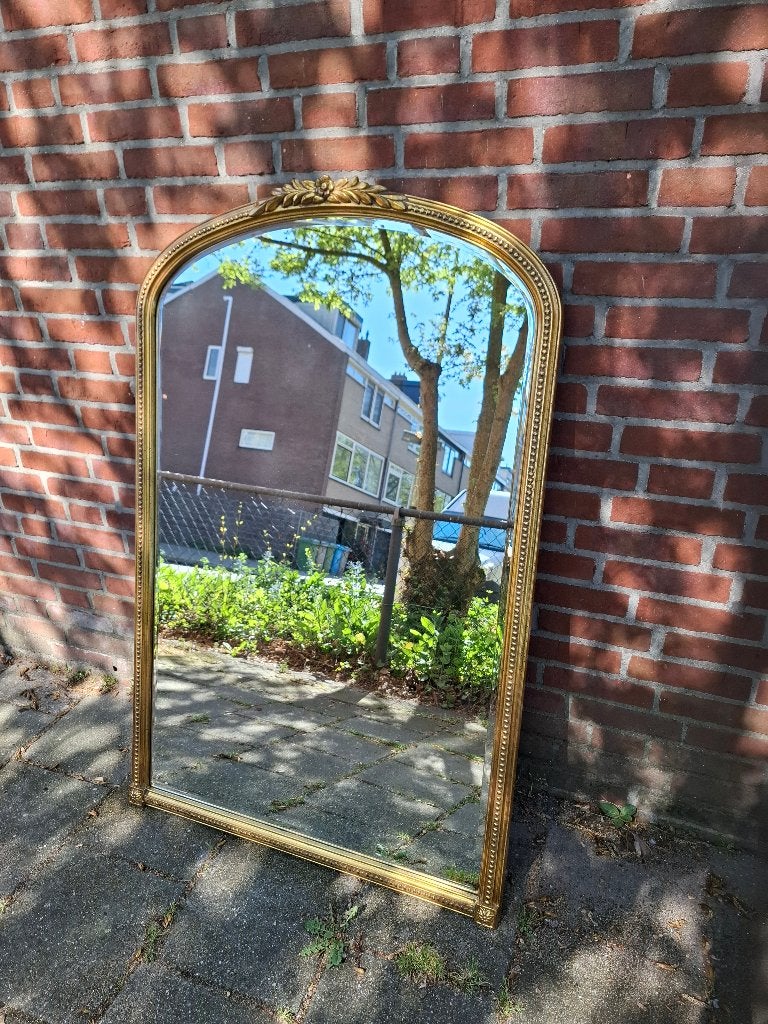 Vintage Gouden Deknudt boogspiegel 126x81, Ophalen, Gebruikt, 100 tot 150 cm, Vierkant