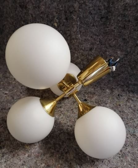 vintage Kaiser sputnik mid-century 4 lp, Ophalen, E14 (klein), Zo goed als nieuw, Glas