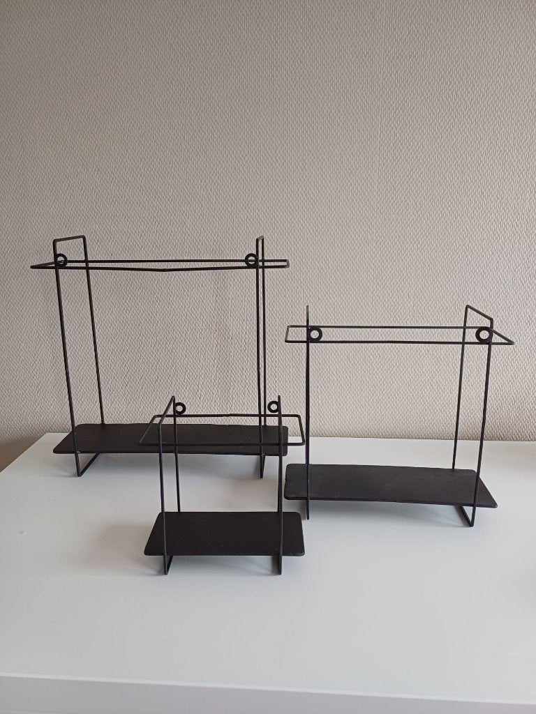 Set van 3 zwarte metalen wandplanken/decoratie, Ophalen, Met plank(en), Minder dan 50 cm, Modern, minimalistisch, industrieel