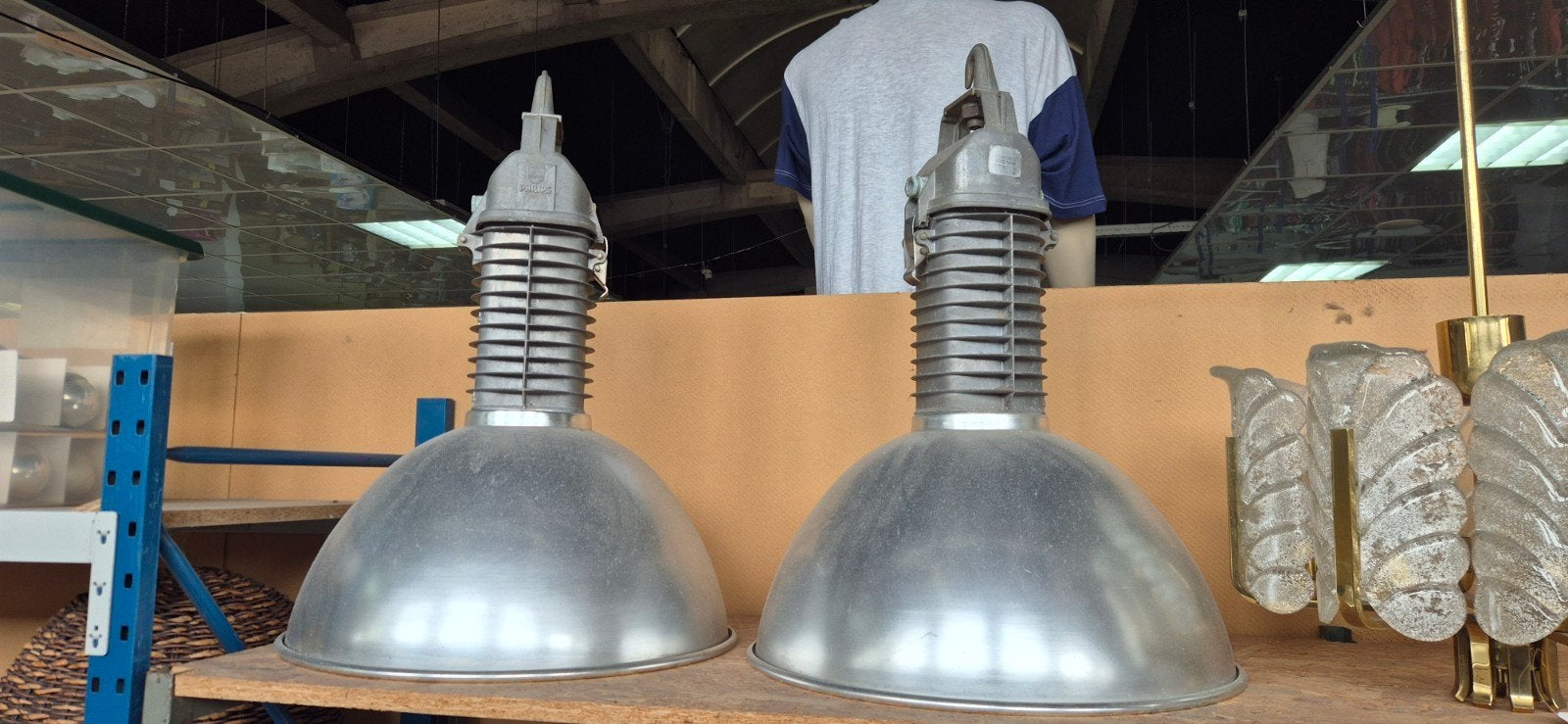 2x Originele Philips Industriële Lampen - Omgebouwd 220V, Ophalen