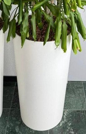 Hoge, witte bloempot, Ophalen, Kunststof, 40 cm of meer, Rond