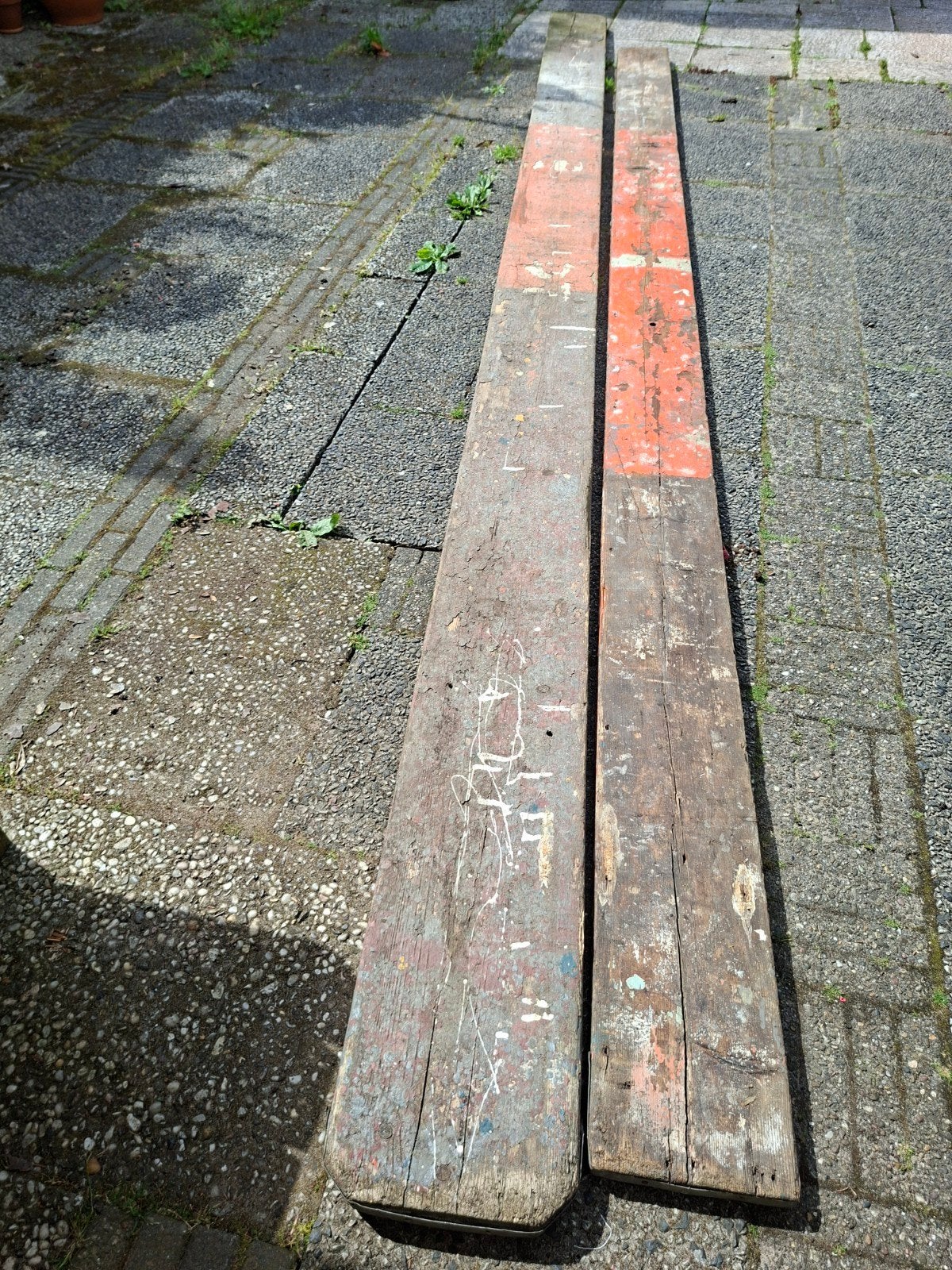 Stevige houten steigerplanken met stalen beschermrand, Doe-het-zelf en Verbouw, Steigers, Ophalen, Gebruikt, Gevelsteiger, 2 tot 5 meter