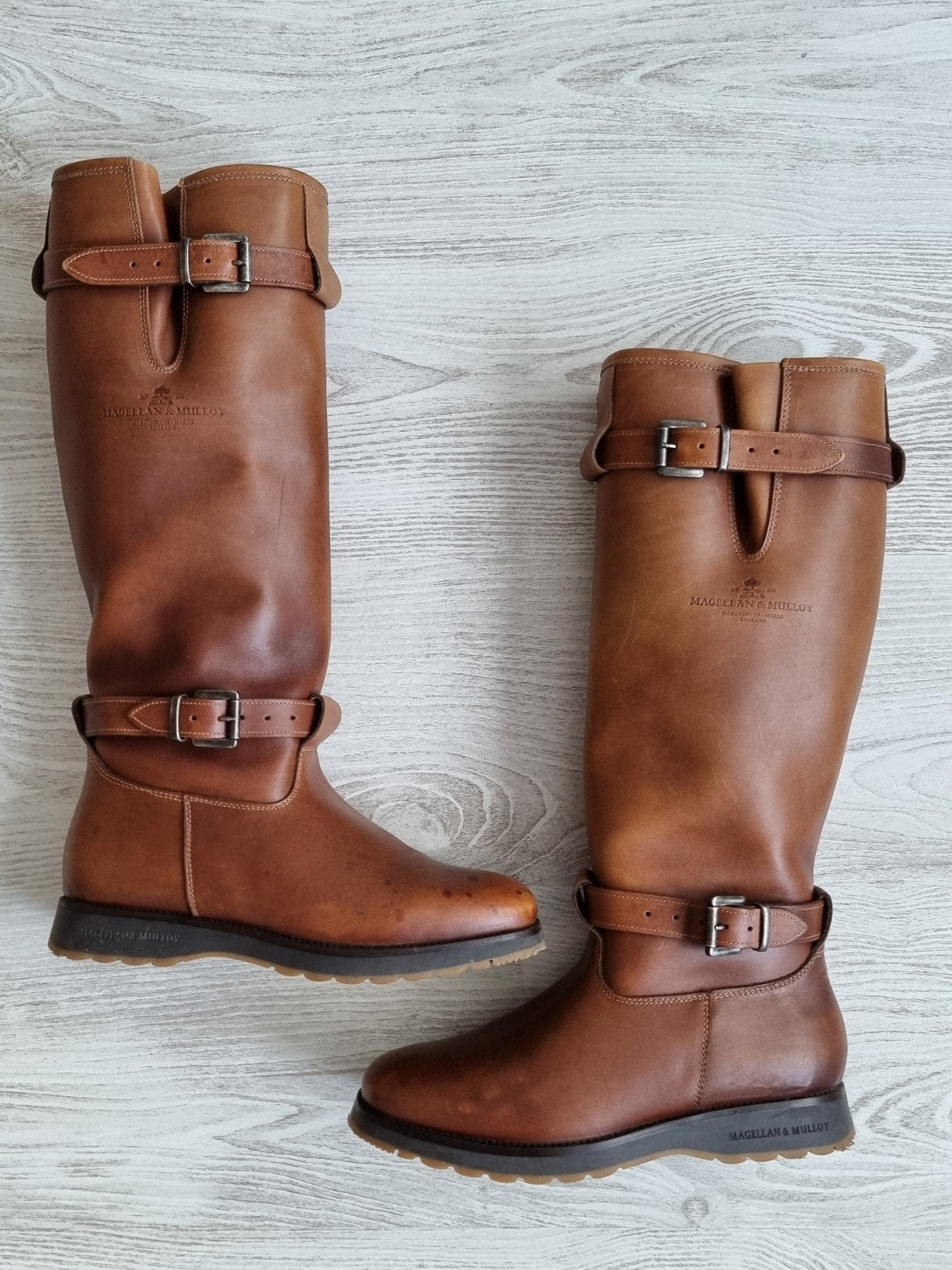 Magellan & Mulloy Leren Laarzen, maat 37.5 (ZGAN), Kleding | Dames, Schoenen, Ophalen of Verzenden, Zo goed als nieuw, Bruin, Hoge laarzen