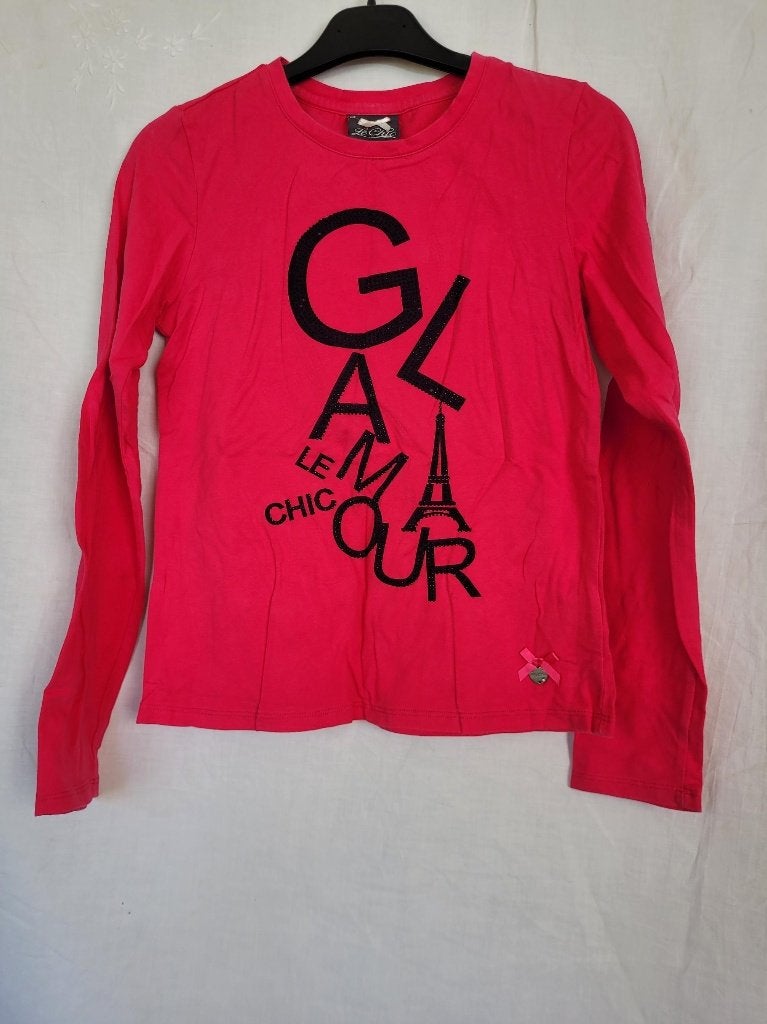 Stoer roze shirt met stras mt 152 merk Le Chic, Meisje, ., Ophalen of Verzenden, Zo goed als nieuw