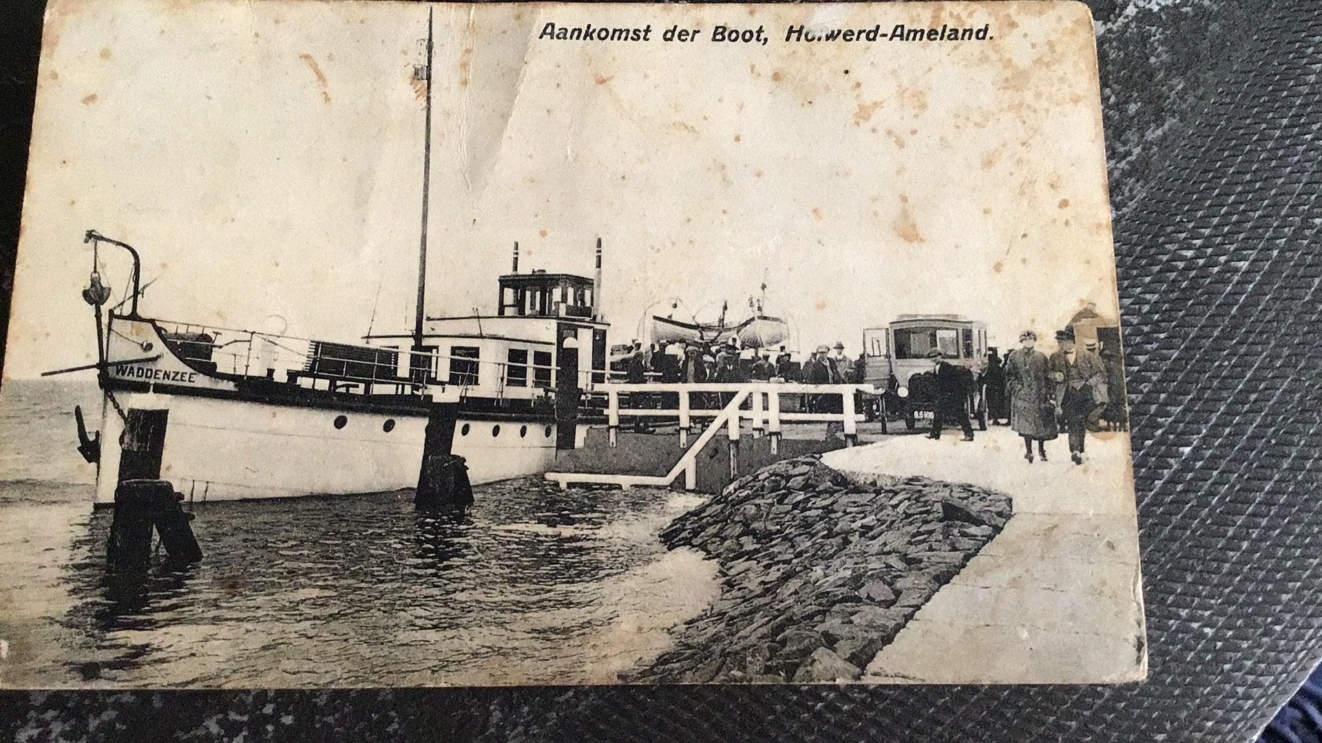Holwerd- Ameland- Aankomst der Boot-1927, Verzamelen, Ophalen of Verzenden, 1920 tot 1940, Gelopen, Waddeneilanden