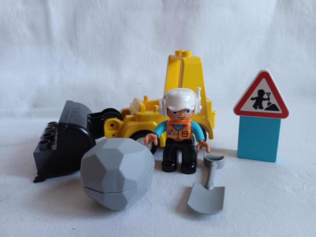 Duplo set 10930 Bulldozer Shovel met rotsblok Compleet, Ophalen of Verzenden, Zo goed als nieuw, Duplo, Complete set