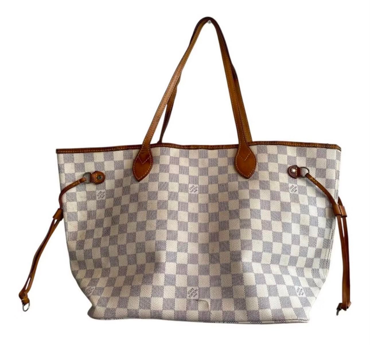 LV Neverfull Damier Azure, Ophalen of Verzenden, Zo goed als nieuw, Bruin, Handtas