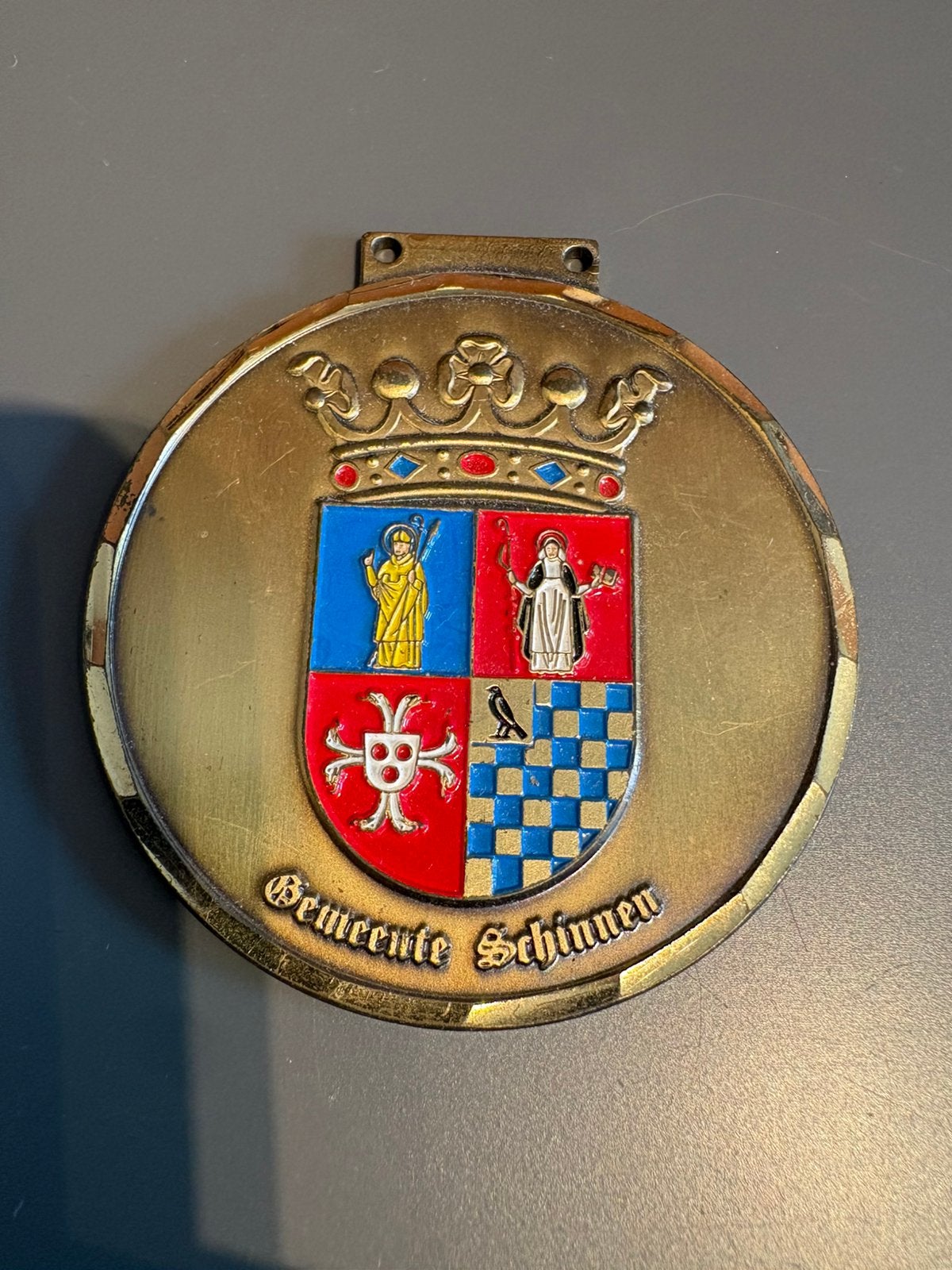 Gemeente Schinnen medaille plaquette gemeentewapen Limburg, Verzenden, Zo goed als nieuw, Overige onderwerpen