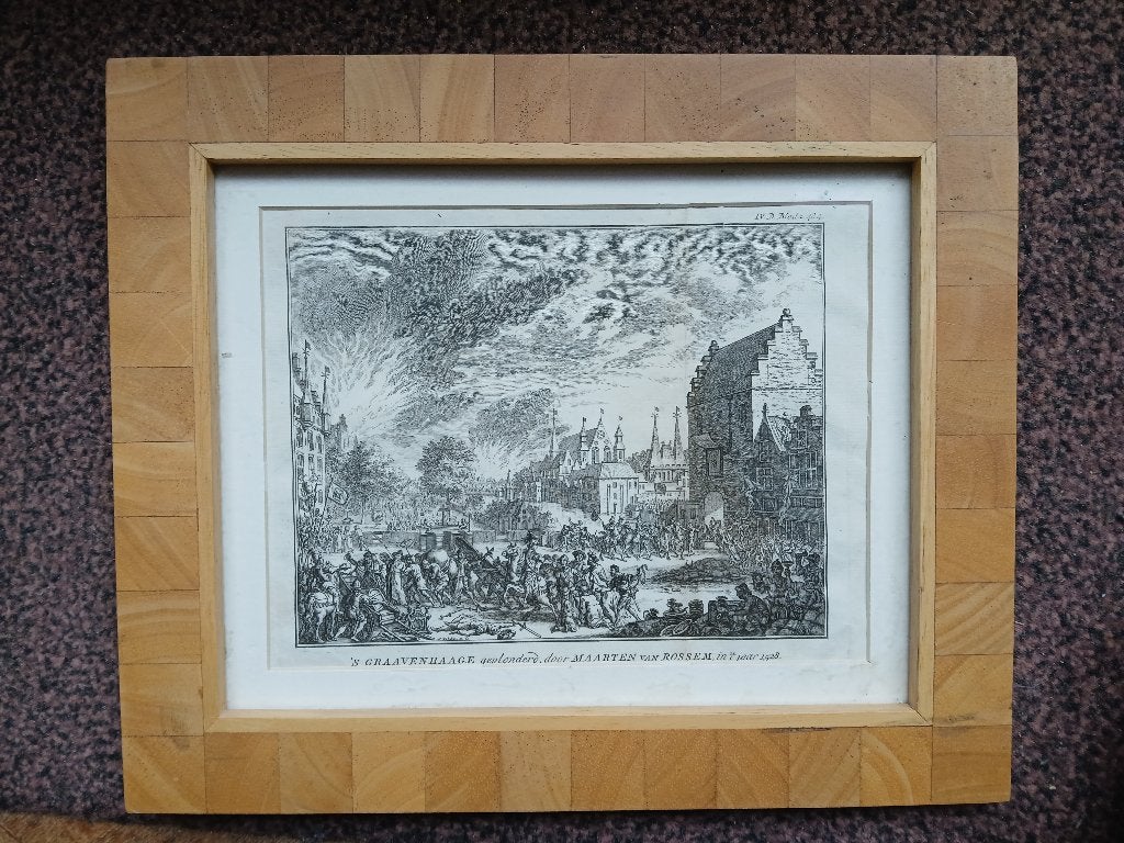 1760 Kopergravure ‘s-Gravenhage Maarten van Rossum (Bke-155), Antiek en Kunst, Ophalen