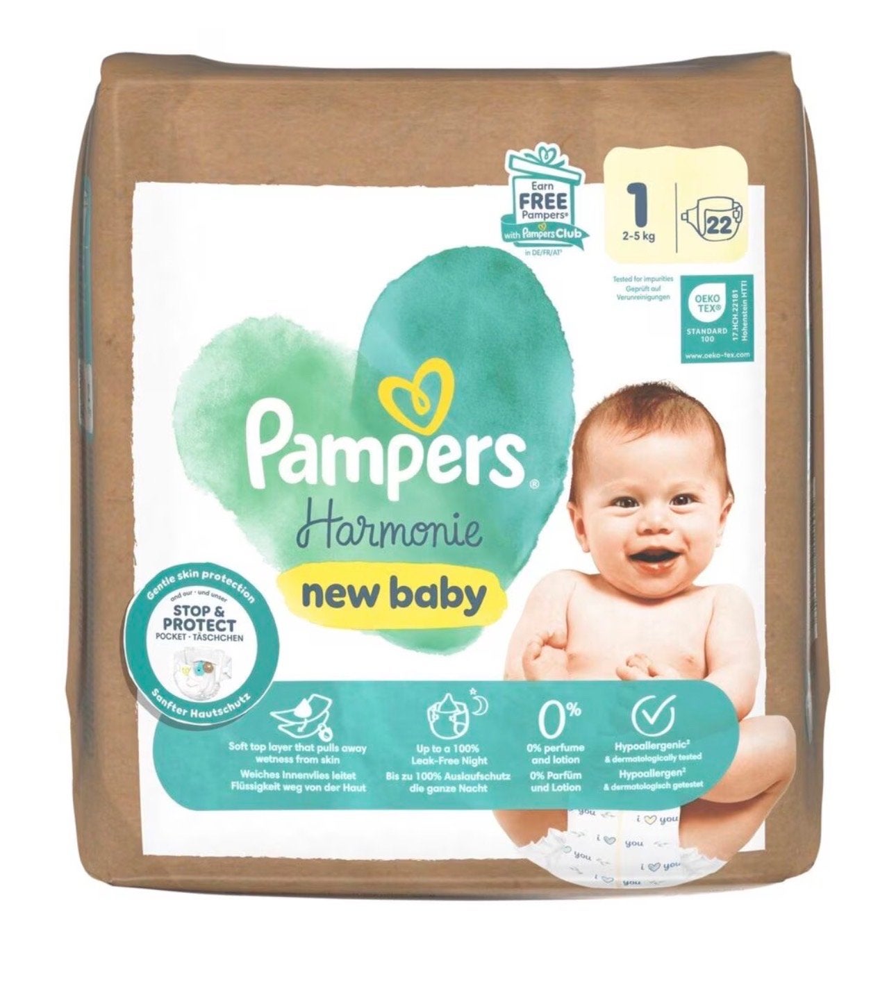3* Pampers Harmonie Baby Luiers Maat 1 (2-5 kg) - 22 stuks, Ophalen, Nieuw