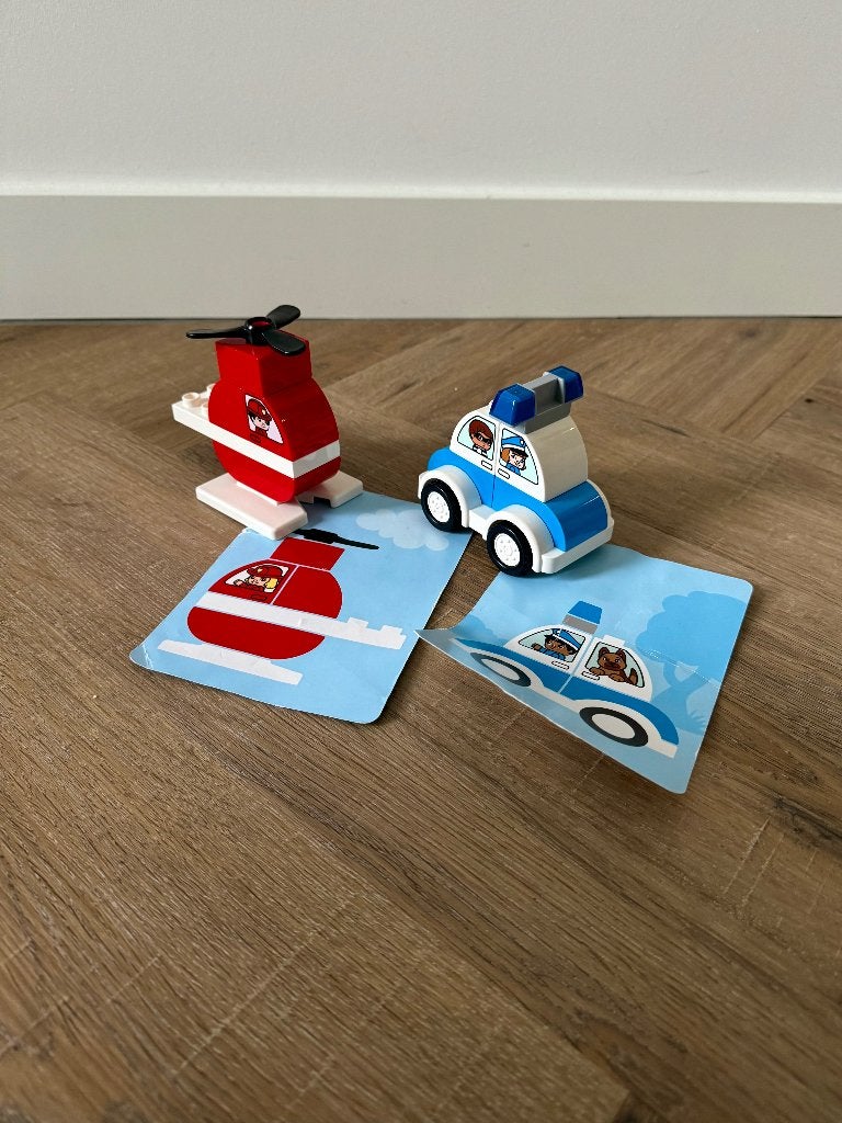 ZGAN Lego Duplo Politie brandweer helicopter 10957 set blok, Ophalen of Verzenden, Zo goed als nieuw, Compleet, Duplo