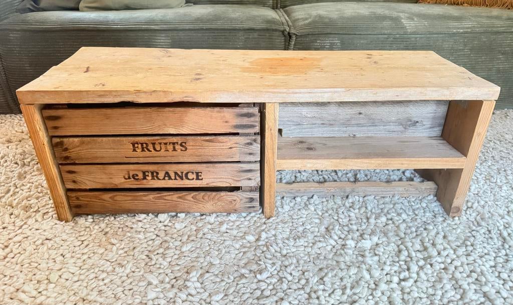 Houten bankje of salontafel met opbergruimte - 110x40x38 cm, Ophalen, Minder dan 45 cm, Gebruikt, 75 cm of meer