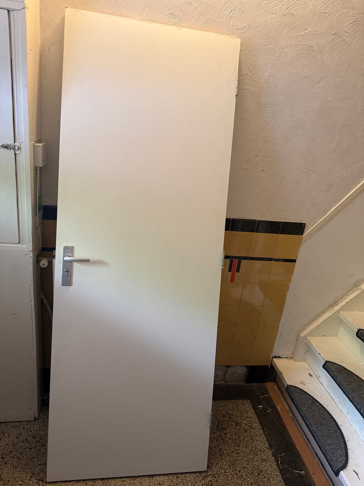 Witte binnendeur met beslag, Doe-het-zelf en Verbouw, Ophalen, Gebruikt, Minder dan 80 cm, Binnendeur