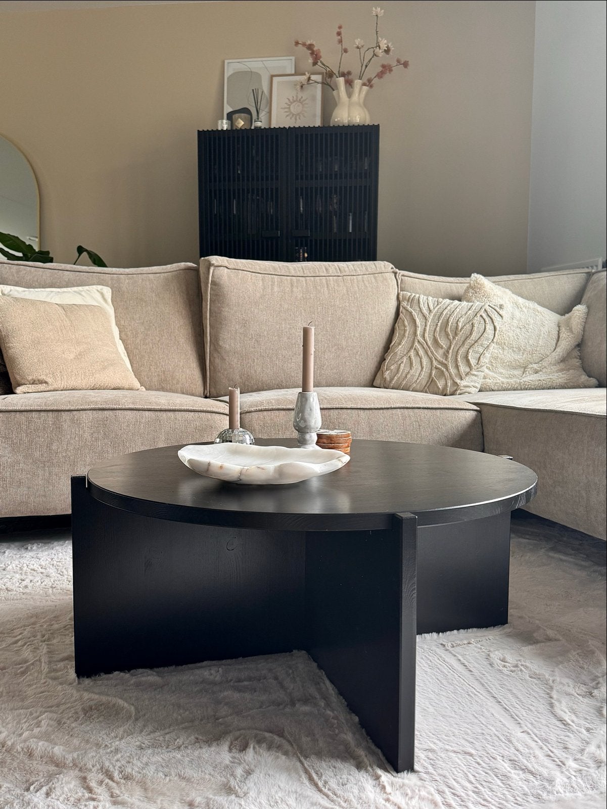 Salontafel rond zwart Karwei, Ophalen, Gebruikt, 100 tot 150 cm, Rond