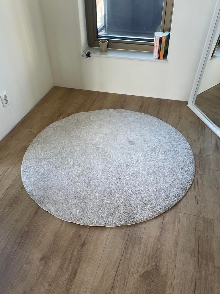 IKEA Stoense rond vloerkleed - Lichtgrijs, 130 cm, 100 tot 150 cm, Rond, Ophalen of Verzenden, Zo goed als nieuw