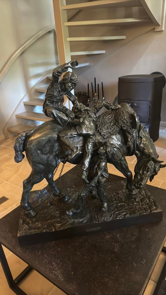 Arthur leduc “ Trois Enfants montant sur un cheval “, Ophalen, Overige onderwerpen, 50 - 100 cm, Beeld