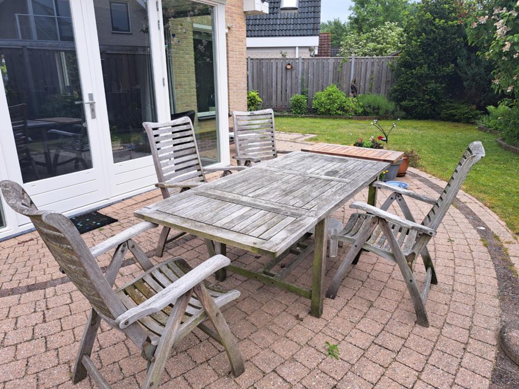 Hardhouten tuinset / tafel met 4 stoelen, Tuin en Terras, 4 zitplaatsen, Gebruikt, Hardhout, Ophalen of Verzenden
