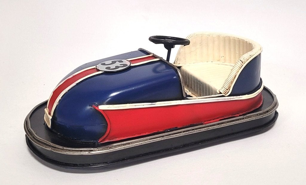Botsauto Bumpercar blauw miniatuur model van metaal deco