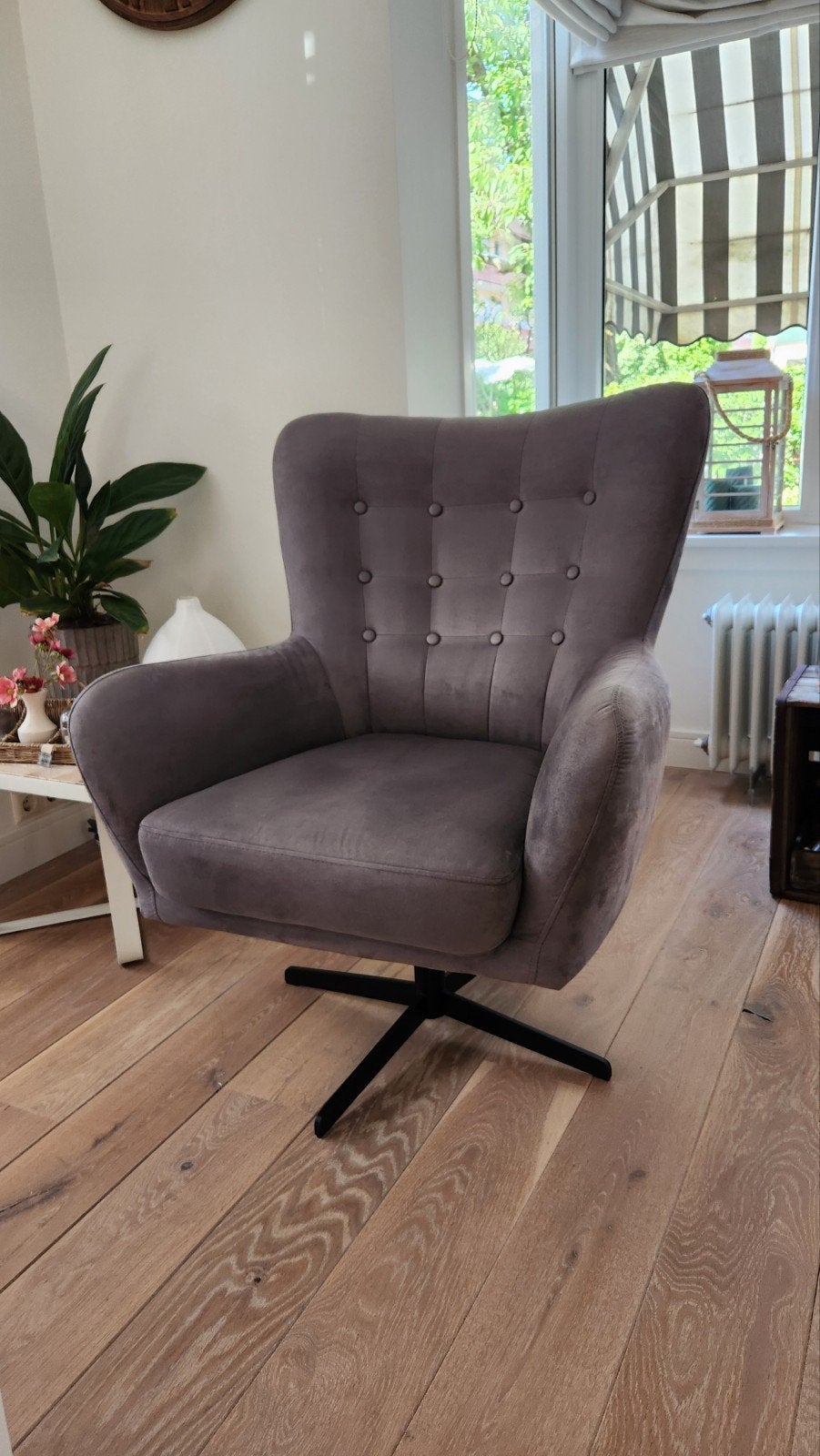 Draaifauteuil van Urban Sofa in Micro Suède Antraciet, Ophalen, 75 tot 100 cm, Zo goed als nieuw, 75 tot 100 cm