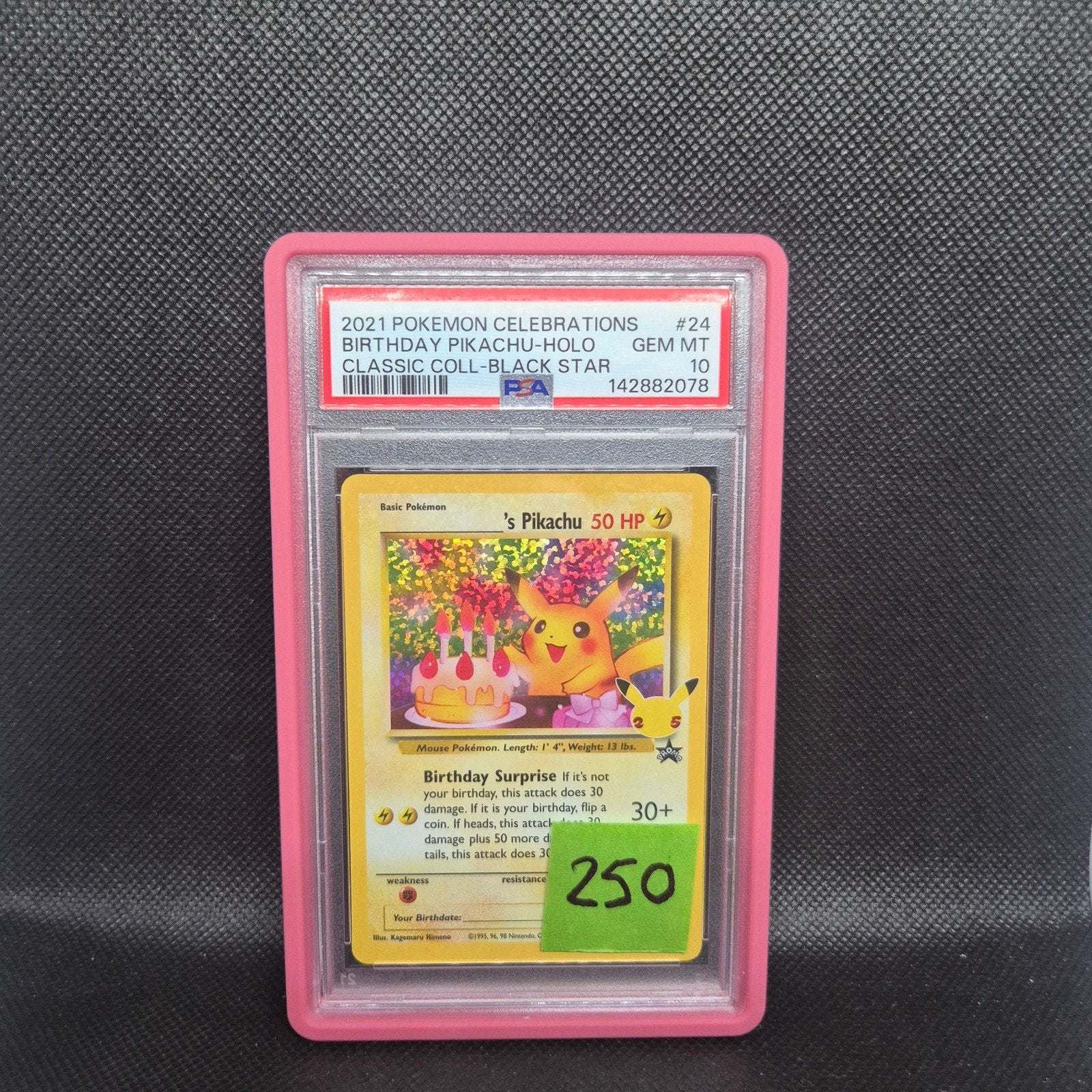 Birthday Pikachu Classic Coll Black Star Celebrations PSA 10, Ophalen of Verzenden, Zo goed als nieuw