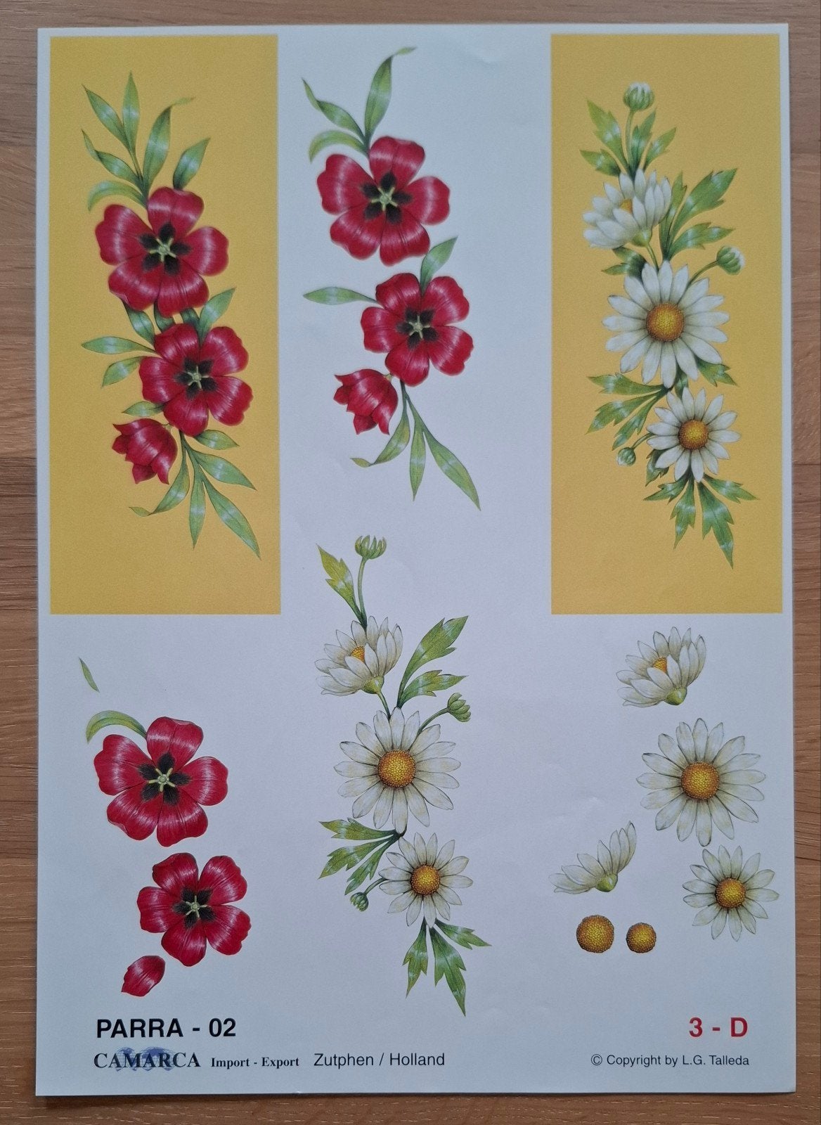 3D-knipvel - PARRA-02 Bloemen (2x), Hobby en Vrije tijd, Ophalen of Verzenden, Nieuw, Natuur, Knipvel
