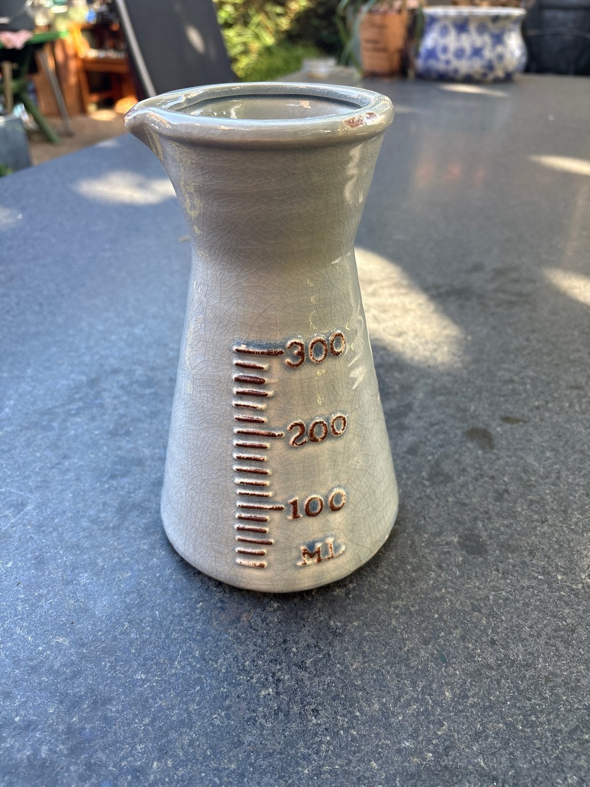 Vintage Keramische Maatbeker - Grijs met Craquelé, Huis en Inrichting, Ophalen of Verzenden, Steen/keramiek, Grijs, Overige merken
