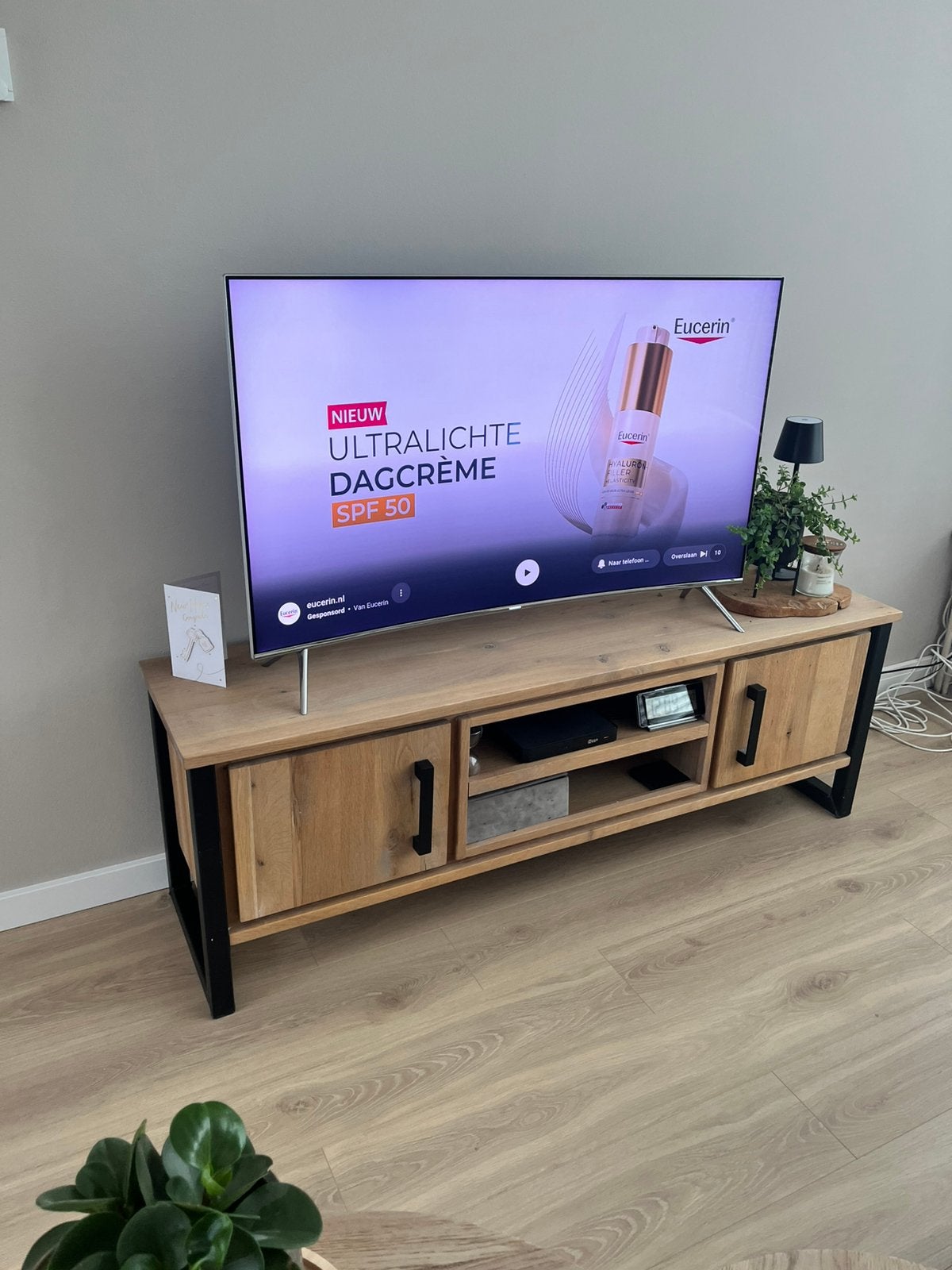 Blank eiken tv kast 160 cm, Huis en Inrichting, Ophalen, 150 tot 200 cm, Zo goed als nieuw, Minder dan 100 cm