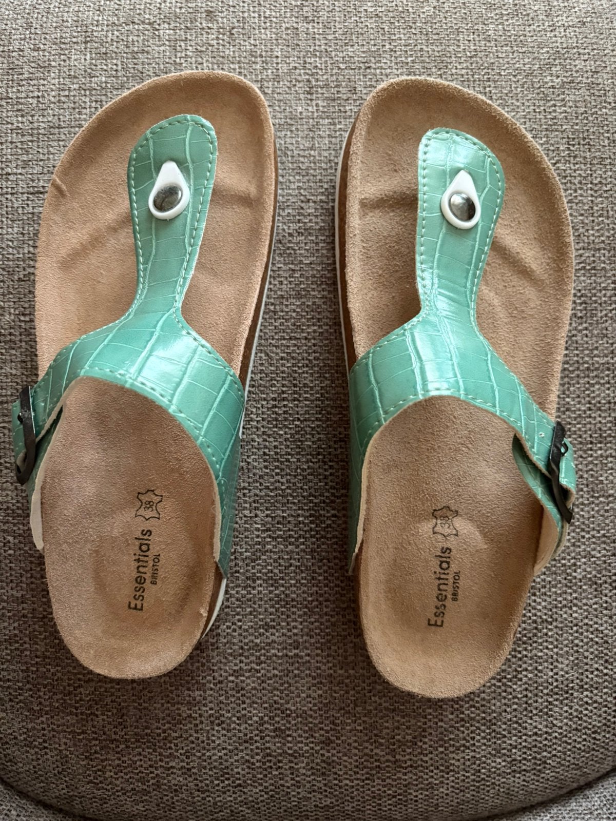 Leren turkoise teenslippers/sandalen maat 38 NIEUW, Kleding | Dames, Schoenen, Nieuw, Groen, Sandalen of Muiltjes, Ophalen of Verzenden