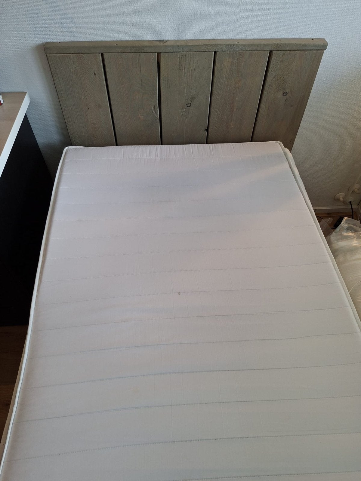 Steigerhouten bed 90x200 +matras/lattenbodem, 90 cm, Eenpersoons, Bruin, Steigerhout