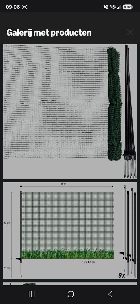 Afrasteringsnet 15m, Ophalen, Nieuw, 10 tot 20 meter, Raster