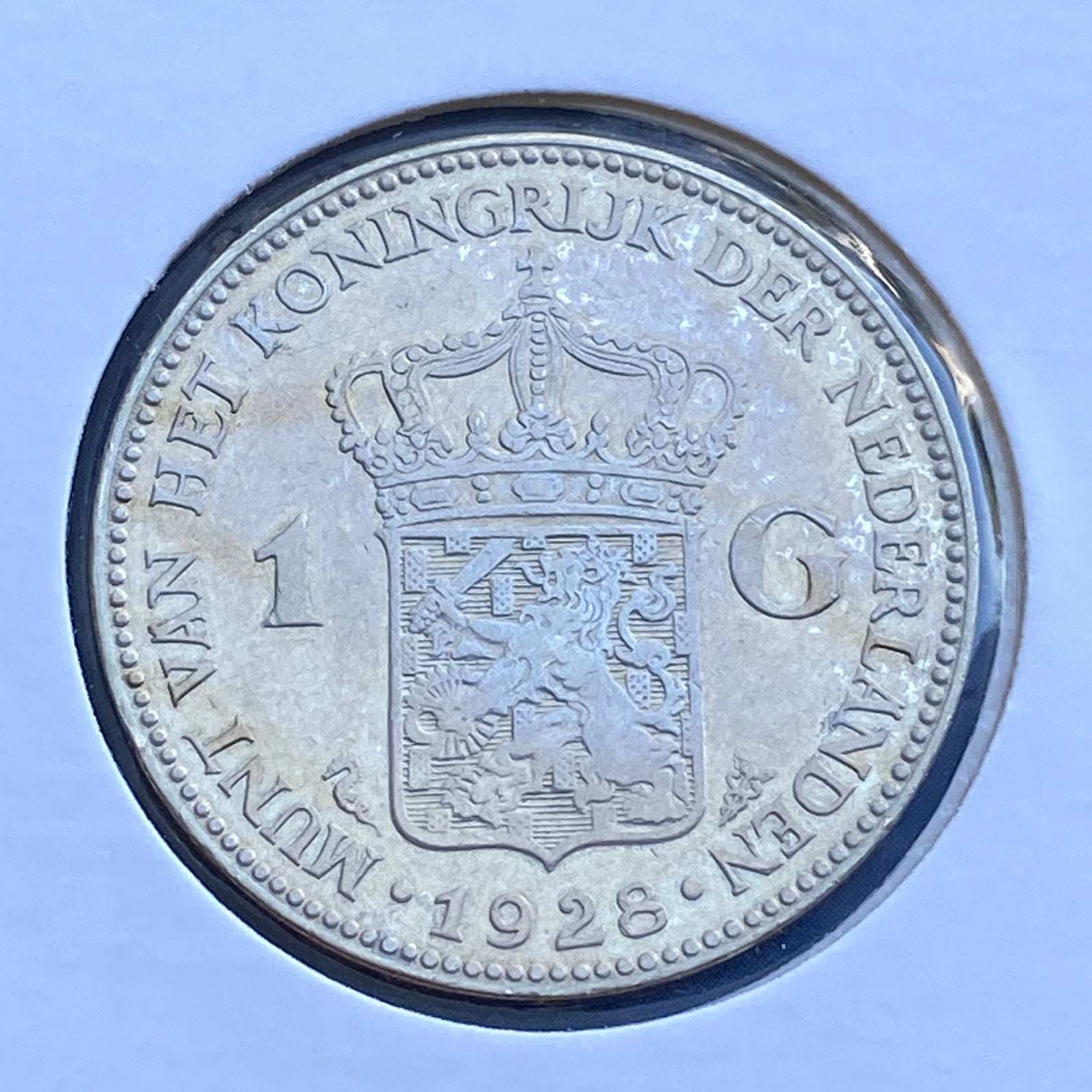 1 Gulden Zilver uit 1928 van Wilhelmina kwaliteit!, 1 gulden, Verzenden, Zilver, Koningin Wilhelmina