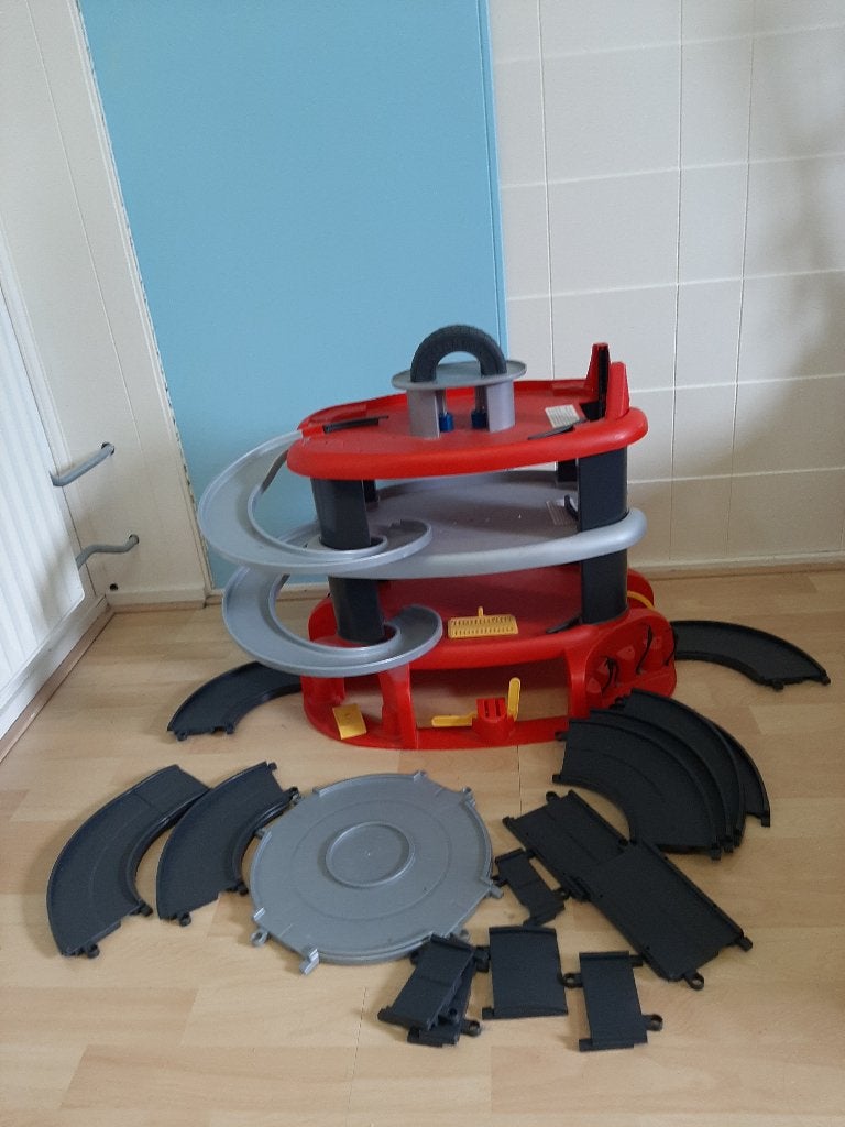 Rood/grijs kinderspeelgoed garage – activiteitenspeelgoed, Handmatig, Ophalen, Overige merken, Racebaan