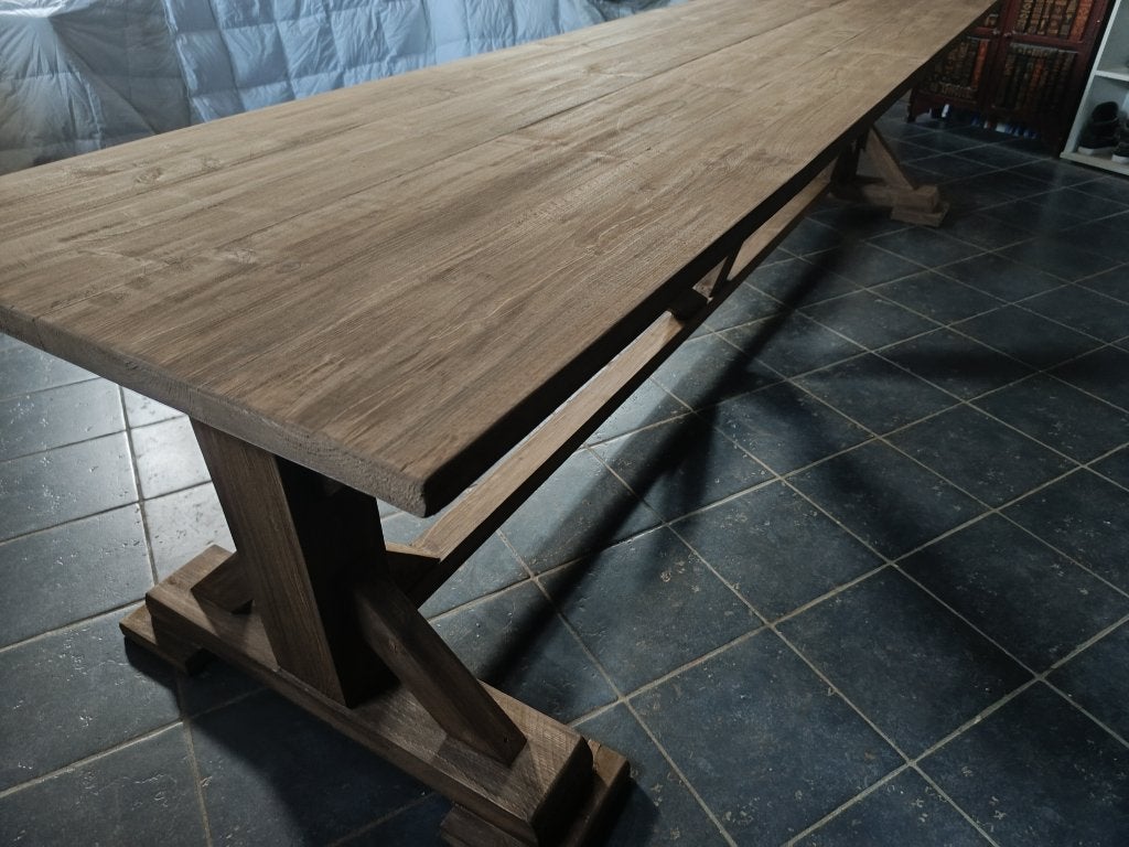 Mooie landelijke kloostertafel 300x90, Huis en Inrichting, Tafels | Eettafels, Ophalen, Gebruikt, 200 cm of meer, 50 tot 100 cm